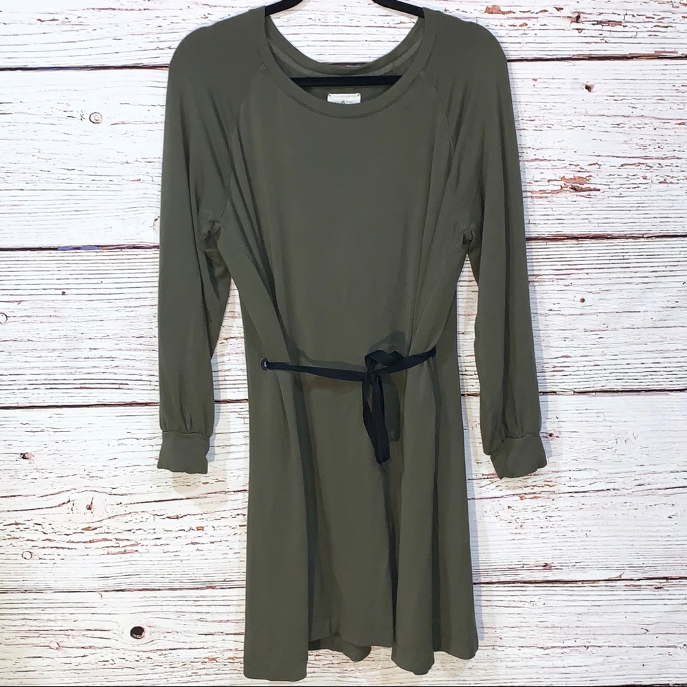 Lou & Grey Tie-waist Dress Green Size Medium